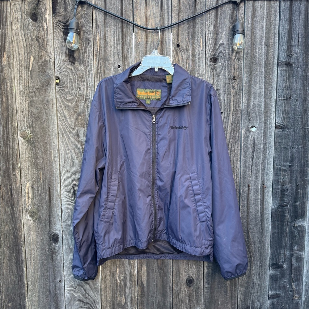 Timberland Navy Blue Weathergear Full-Zip Rain Jacket/windbreaker size medium - Picture 2 of 14